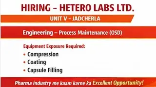 Pharma Engineering Vacancy🔥 Hetero Labs Ltd Hiring 2026 | B.Tech Mechanical Jobs | 3-7 Years Exp