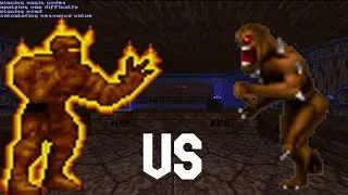 Nitrogolem vs Imp - CROSSOVER FIGHT -  HERETIC vs DOOM  Monster Infighting
