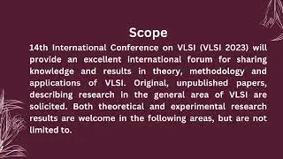 14th International Conference on VLSI (VLSI 2023)