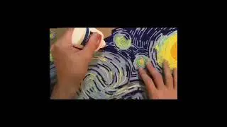 Starry Night Upper Sky painted with YARN! 🎨🧶 #shorts #youtubeshorts #vangogh