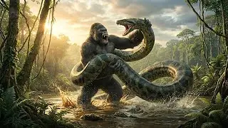 Giant Prehistoric Ape vs Titanoboa: The King of the Jungle Battle