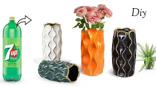 Diy plastic bottle flower vase | unique flower Vase | easy pottery tutorial | art works | easy craft