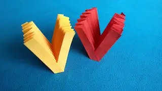 Making alphabet V with colourful cardboard paper | Alphabet Paper Art
