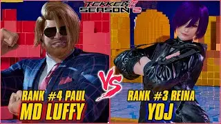 TEKKEN 8 | MD LUFFY (RANK #4 PAUL) vs YOJ (RANK #3 REINA) TEKKEN 8 RANKED MATCH