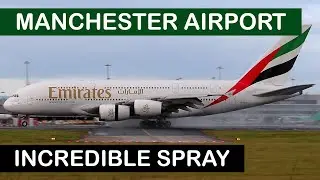 Winter Morning Action - Incredible Spray (Manchester Airport) 4Kᵁᴴᴰ