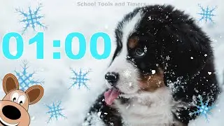 1 Minute ❄️Winter Snow 🐶 Puppy Dog Countdown Timer