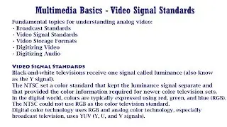 Multimedia Basics - Video Signal Standards