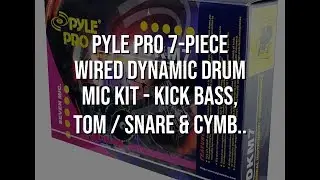 Pyle Pro 7-Piece Wired Dynamic Drum Mic Kit - Kick Bass, Tom / Snare & Cymbals Microphone Set -..