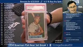 6-3-20 1954 Bowman PSA Near Set Break 1