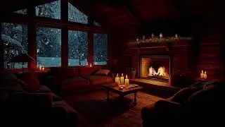 Fireplace Jazz in a Cozy Winter Cabin 🔥 Slow Night Lounge__