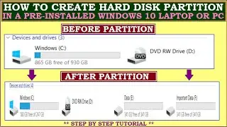 How to Create Partitions in Windows 10 | Partition Hard Drive in Windows 10 PC without formatting
