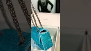 Peacock blue diamond flip buckle double chain small bag, underarm bag, fashion master, cool