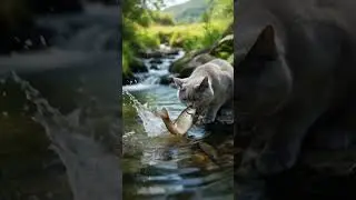 cat cooking fish