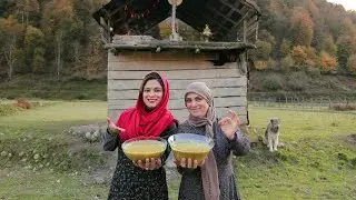 Traditional tasty Kurdish Tarkhineh Soup , Cooking Over a Campfire | سوپ کردی ترخینه | ASMR