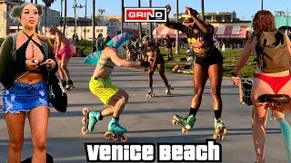 Come People Watch and Explore Venice Beach Roller Disco Plaza To Venice Pier In 4K On 6-21-23