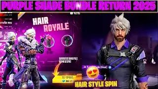PURPLE SHADE BUNDLE RETURN CONFIRM DATE 🔥 | Hair Royale 1 Spin Trick | Free Fire New Event  