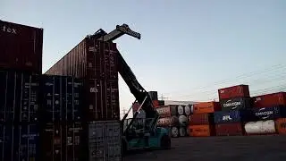Heavy Duty Crane Lifting 40ft Containers at Port