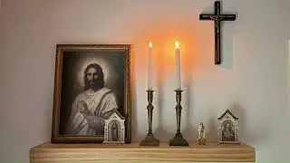 Catholic Prayer Altar with Jesus- 8 hour with ambient fire and rain
