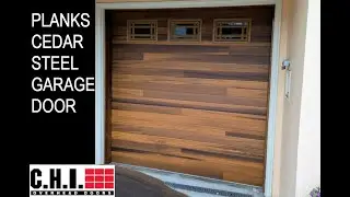 CHI Planks Cedar Steel Garage Door 2327 with Tinted Windows
