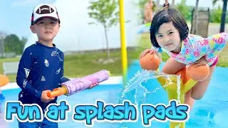Keeva & Kyler having fun at local splashpads