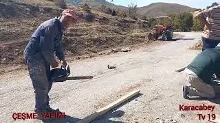 Dağda çeşme inşaatı. Balkaya köyü sungurlu