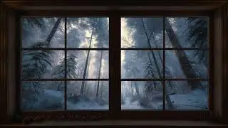 4K Snowy Forest Window View – Quiet Winter Ambience for Sleep & Study