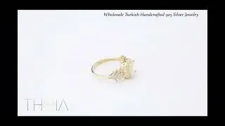 Clear Zircon Stone Baguette Cluster Women Ring Turkish Handcrafted 925 Sterling Silver Jewelry