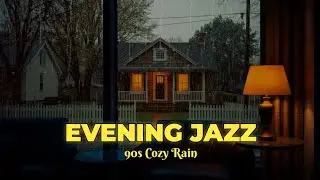 Evening Jazz & Rain Sounds | Cozy 90s Suburban Ambience (1 Hour)