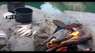 Bushcraft fishing and cooking At Bazhang River in Taiwan.(4K Video Ultra HD)  八掌溪秘境釣魚野炊