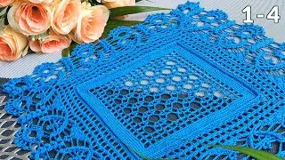 Crochet doily runner, 1-4