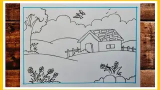 प्राकृतिक दृश्य का चित्र बनाना सीखें/How to draw easy scenery drawing of nature #naturescenery