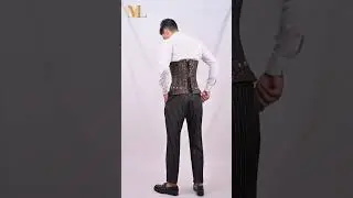 Mens Brown Brocade Underbust Corset Waist Trainer - Male Corset Fashion😍❤ #shortsyoutube