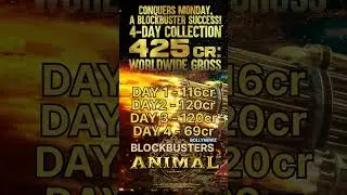 #ANIMAL 4 Days Worldwide Box Office Collection, Smashed all records. #RanbirKapoor #BobbyDeol Movie