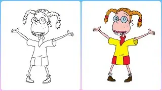 How to draw & color Eliza Thornberry from The wild Thornberrys | Easy drawing | Little Champs Art