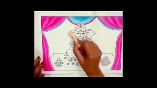 Ganesh chaturthi special drawing with oil pastels easy #shorts