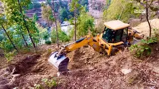 Incredible Road Building Work with JCB Backhoe Loader | Hilly Road Construction | Heavy machinery