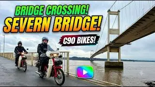 Lydney Docks & crossing the River Severn via the Old Severn bridge on the Honda Cubs