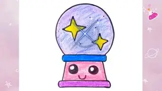 Magic Crystal ball drawing and coloring/How to draw Magic crytal ball/Brighten with colours