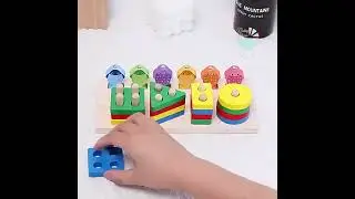 Wooden Montessori Educational Colorful Geometric 4 Shapes Set With Wooden Magnetic Fishing Game