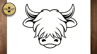 How to draw a highland cow face easy step by step