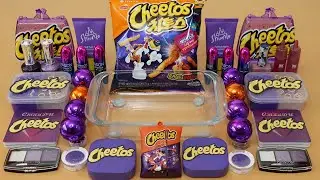 Mixing”Purple Cheetos” Eyeshadow and Makeup,parts,glitter Into Slime!Satisfying Slime Video!★ASMR★