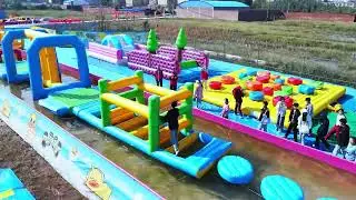 Inflatable floating water park