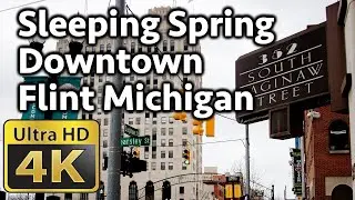 Прогулка по Sleeping Spring Downtown Flint Michigan  Relaxing 4K