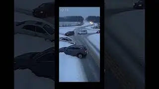 Chain Reaction Crash on Icy Road | CCTV Footage #cctv #winteraccident #viralshorts #carcrash