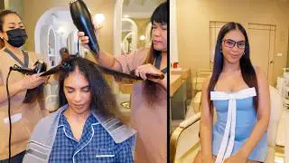 ASMR: Straightening my Curly Hair in Thailand - Head Water Massage