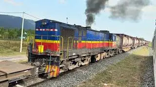 Contaner and oil Crossings with passenger Trains at trpeangpov #railway 
