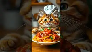 🐱 Cat Making Pasta 🍝 | Calm and Surreal Cooking Moment #shorts