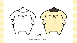 How To Draw Easy Pompompurin Step by Step Drawing, Coloring Tutorial for Kids and Toddler