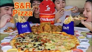 1 Bucket Jollibee Chicken Joy | S&R Pizza Combo & Garlic Shrimp | S&R French Fries Pinoy Mukbang !