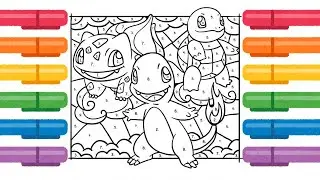Pokemon Coloring Pages Charmander and friends coloring book fun | Color by numbers Pokemon